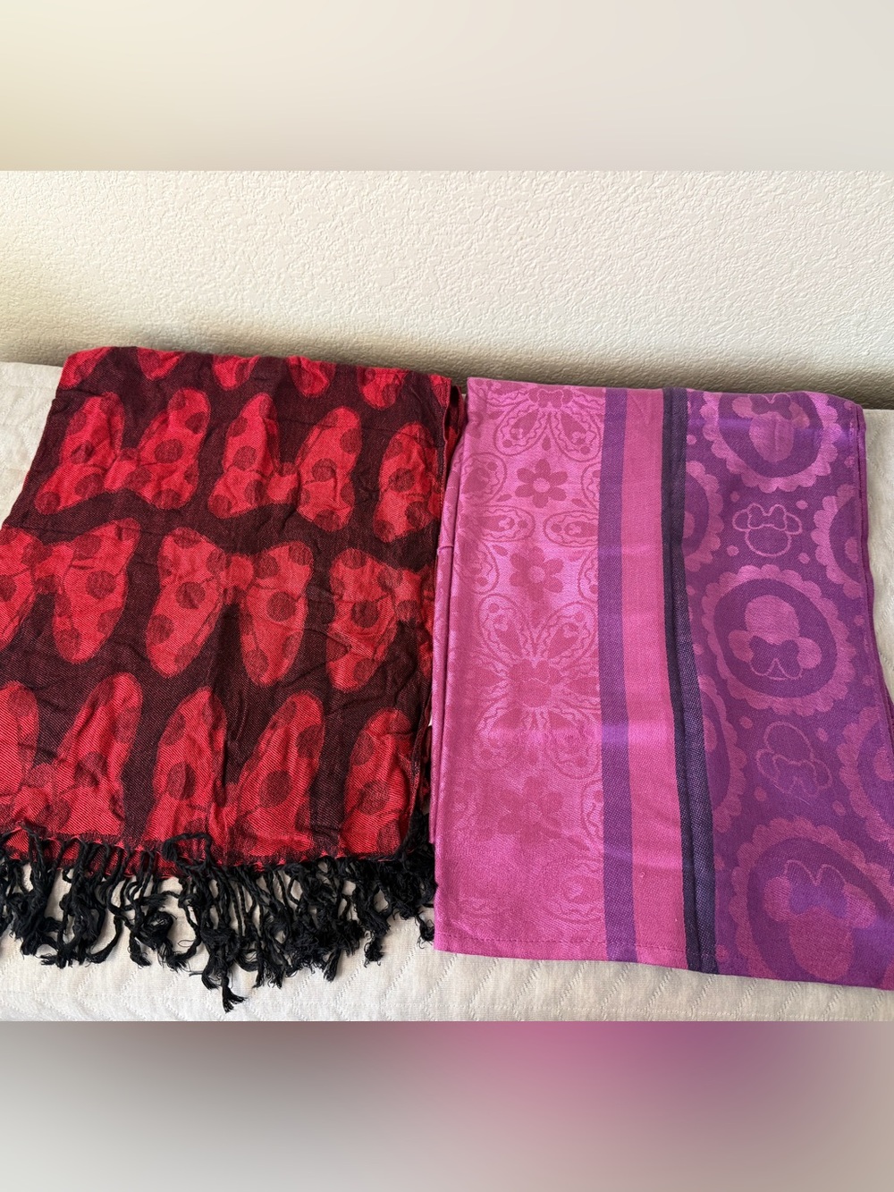 Disney Scarf Shawl Wrap Bundle Red & Purple (2) One Size